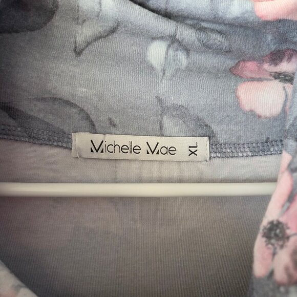 Michelle Mae Womens XL Floral Striped Lightweight Pullover Sweatshirt Cowl Neck - Picture 6 of 9
